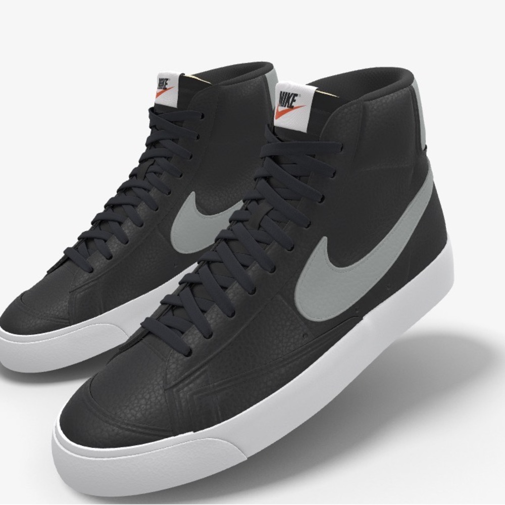 Custom Nike blazers - black denim with side zipper